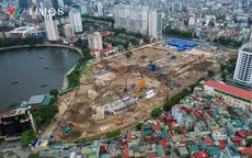 Cận cảnh công trường thi công dự án trên 'đất vàng' phố Giảng Võ (Hà Nội)