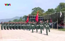 Cán bộ, chiến sĩ biên phòng hợp luyện chuẩn bị lễ kỷ niệm 80 năm Quốc khánh