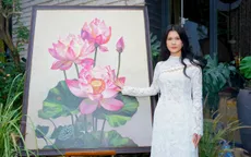 Bức tranh hoa sen do học sinh 54 dân tộc chung tay thực hiện xác lập Kỷ lục Việt Nam