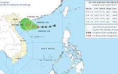 Áp thấp nhiệt đới giật cấp 8, cách đảo Hải Nam (Trung Quốc) khoảng 200km
