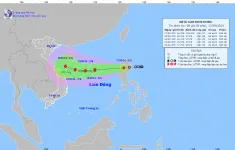 Áp thấp nhiệt đới đang ở trên đất liền đảo Luzon (Philippines), giật cấp 9