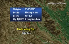 Động đất mạnh 5.0 gây rung lắc tại Điện Biên
