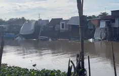 Sạt lở bờ sông ở An Giang, 10 căn nhà bị trôi xuống nước