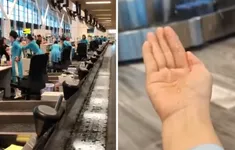 Nước mưa lại chảy từ trên mái xuống sàn Nhà ga T3