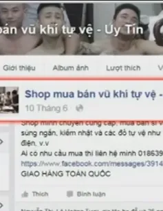 Công khai rao bán nhiều loại vũ khí trên mạng