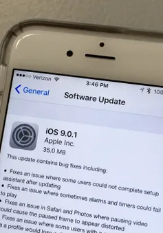 iOS 9 cập nhật bản vá lỗi đầu tiên với dung lượng siêu nhẹ