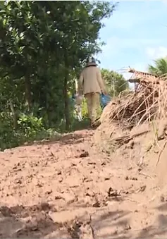 Thi công đê bao dang dở gây khó cho việc đi lại ở Vĩnh Long