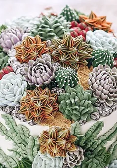Kỳ công những góc vườn nhỏ xinh trên bánh ngọt