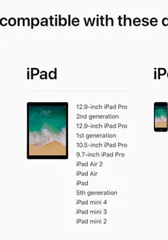 iOS 11 chỉ hỗ trợ các dòng iPhone, iPad mới