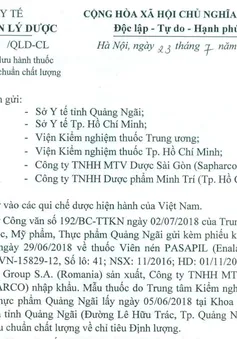 Đình chỉ lưu hành thuốc viên nén Pasapil không đạt tiêu chuẩn chất lượng