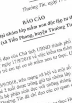 Làm rõ vụ bé trai bị tổn thương vùng kín tại cơ sở mầm non tư thục ở Thường Tín