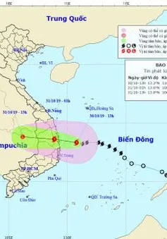 Bão số 5 còn cách đất liền Bình Định - Khánh Hòa khoảng 150 km