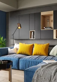 Căn hộ 60m2 với điểm nhấn màu xanh dương tuyệt đẹp