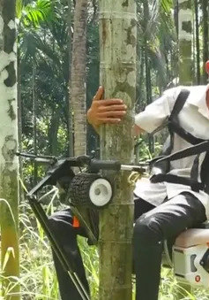Nông dân Ấn Độ tận dụng xe máy cũ sáng chế máy leo cây