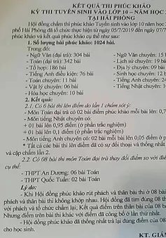 8 thí sinh tăng điểm sau phúc khảo, Sở GD&ĐT Hải Phòng lên tiếng