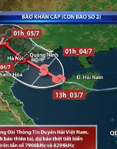 Sáng mai (4/7), bão số 2 giật cấp 10 đi vào đất liền Quảng Ninh - Ninh Bình