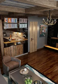 Căn hộ chung cư độc đáo nhờ trang trí thêm quầy bar
