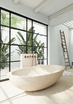 Những mẫu phòng tắm có bồn bằng đá tuyệt đẹp