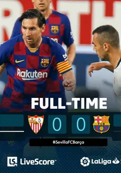 Sevilla 0-0 Barcelona: Messi im tiếng, Barca đem niềm vui cho Real Madrid