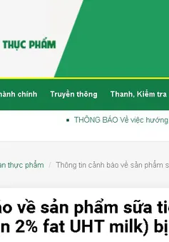 Cảnh báo lô sữa Semi-Skimmed less than 2% fat UHT milk của Anh nhiễm vi sinh vật