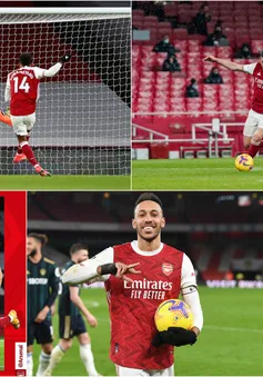 Aubameyang lập hat-trick, Arsenal thắng thuyết phục Leeds