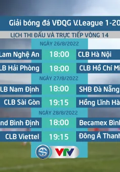 Lịch thi đấu và trực tiếp vòng 14 V.League 2022 trên VTV: Tâm điểm SLNA vs CLB Hà Nội