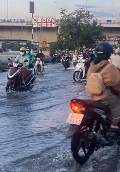 Triều cường gây ngập nhiều tuyến đường ở TP Hồ Chí Minh