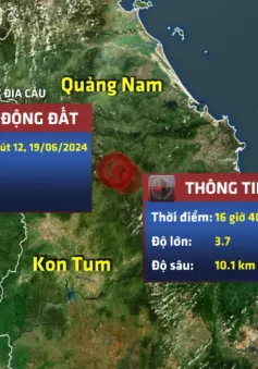 Liên tiếp 3 trận động đất tại Kon Tum và Quảng Nam