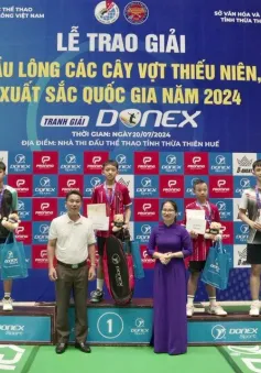 Bế mạc giải cầu lông các tay vợt thiếu niên, trẻ xuất sắc quốc gia 2024