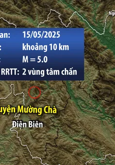 Động đất mạnh 5.0 gây rung lắc tại Điện Biên