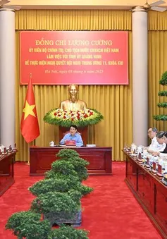 Chủ tịch nước Lương Cường làm việc với Tỉnh ủy Quảng Ninh về thực hiện Nghị quyết Trung ương 11