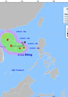 Vùng áp thấp đã mạnh lên thành áp thấp nhiệt đới