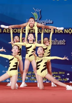 Những hình ảnh đáng yêu của các bé đêm bán kết Aerobic nhí Hà Nội