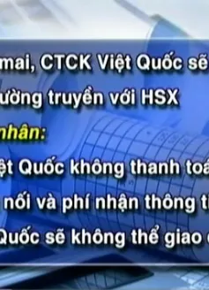 Chứng khoán Việt Quốc  ngừng kết nối thông tin kể từ 27/12