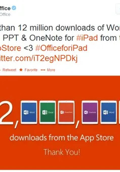 Office cho iPad đạt 12 triệu lượt tải về trong một tuần