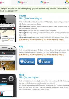 Zing Me ra mắt hàng loạt phiên bản di động