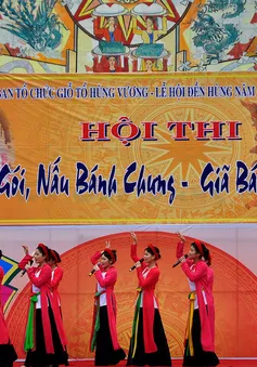 Thi gói bánh chưng, giã bánh giày dâng Vua Hùng