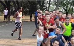 Ronaldinho trổ tài chơi bóng trong tù, giành phần thưởng là 1 chú lợn