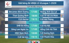 Lịch thi đấu và trực tiếp vòng 9 LS V.League 1-2020: Than Quảng Ninh – CLB TP Hồ Chí Minh, DNH Nam Định – CLB Quảng Nam