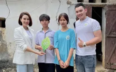 Hồng Diễm phim "Hướng dương ngược nắng" cuốc đất, tặng học bổng cho 2 em nhỏ ở Tam Điệp, Ninh Bình