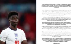 Bukayo Saka viết tâm thư xúc động gửi CĐV ĐT Anh