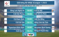 Lịch thi đấu và trực tiếp vòng 14 V.League 2022 trên VTV: Tâm điểm SLNA vs CLB Hà Nội