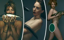 Nghệ sĩ khỏa thân bên động vật biển để bảo vệ môi trường