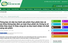 Thu hồi 5 lô sản phẩm của Công ty cổ phần thảo dược Á Châu