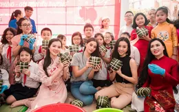 Hoa hậu Tiểu Vy, Á hậu Thuý An giản dị gói bánh chưng tặng trẻ em nghèo