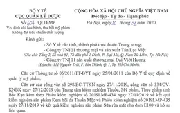 Thu hồi hai lô mỹ phẩm Kem bôi da Thuần Mộc và Sữa rửa mặt nha đam E100