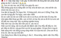 Cảnh giác: Lấy hình ảnh người bệnh kêu gọi ủng hộ trên mạng xã hội