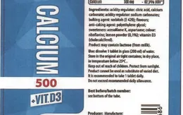 Cảnh báo về lô sản phẩm CALCIUM 500 + VIT. D3 có chứa 2-chloroethanol