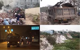 Góc khuất phía sau xe đổ phế thải xây dựng ở Hà Nội