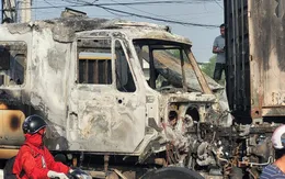 Hai xe đầu kéo va chạm rồi bốc cháy dữ dội